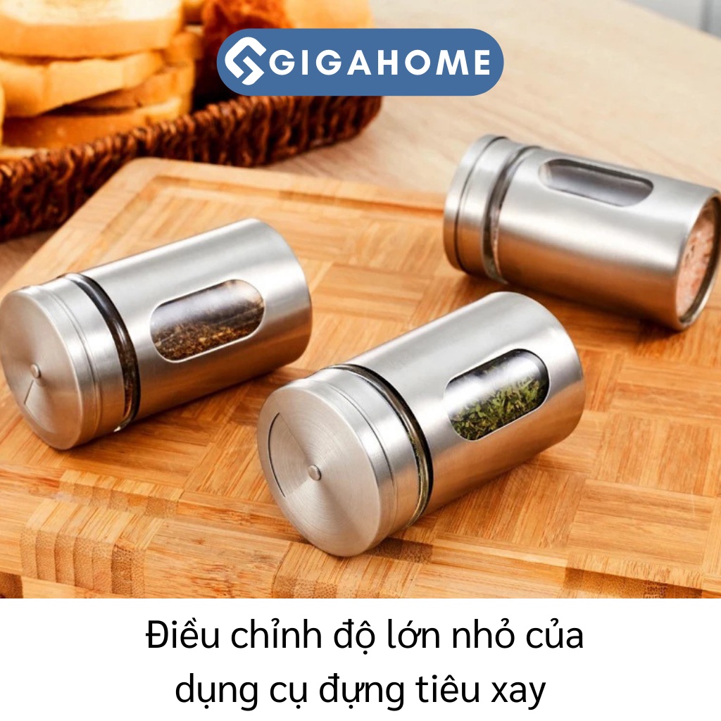 Lọ Rắc Tiêu, Muối GIGAHOME Đựng Tăm, Gia Vị Thân Bằng Thủy Tinh Bọc Thép 9825
