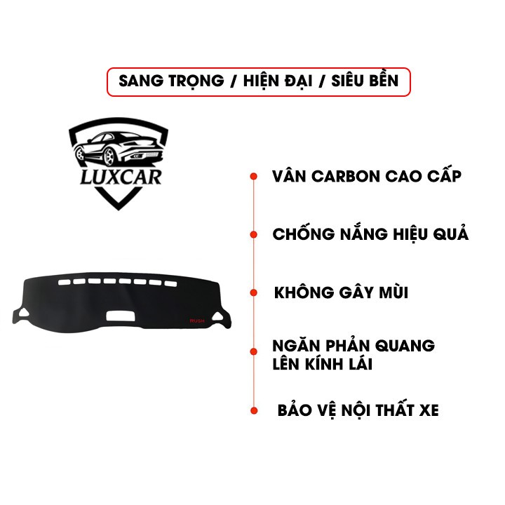 Thảm Taplo Da Carbon xe TOYOTA RUSH - Chống nóng, bảo vệ Taplo LUXCAR