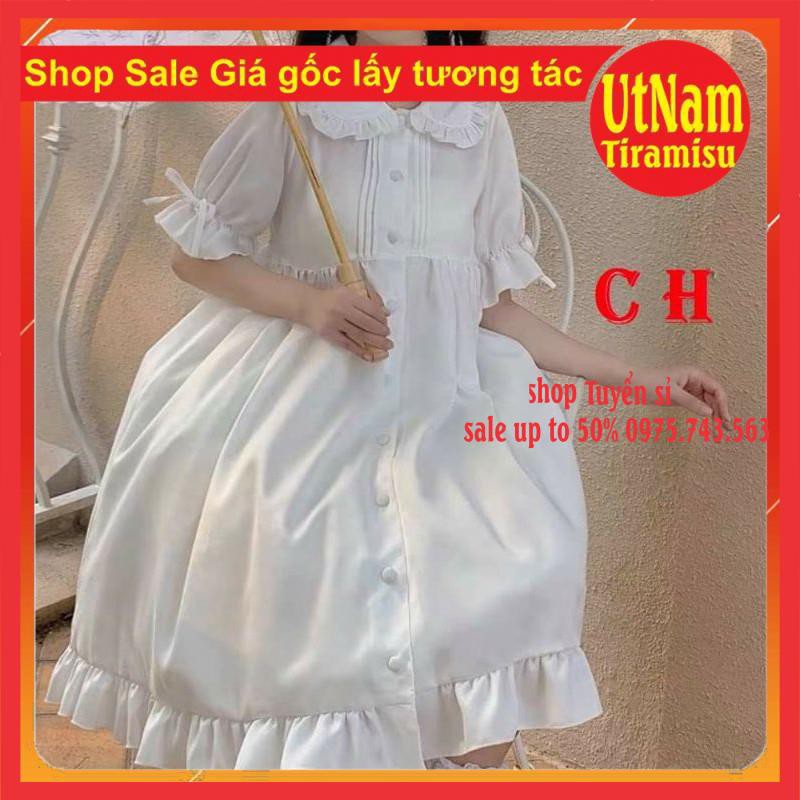 (HÀNG SẴN) VÁY BABY DOLL TRẮNG PHONG CÁCH LOLITA CỔ BẺ NƠ TAY🎎 VÁY CÔNG CHÚA DỰ TIỆC SIÊU XINH  ĐẦM DÁNG DÀI