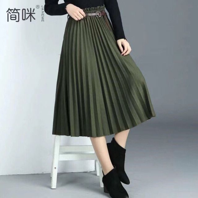 Chân váy xếp li dáng dài kèm Belt_CHÂN VÁY XOÈ XẾP LI DÁNG DÀI3 | BigBuy360 - bigbuy360.vn