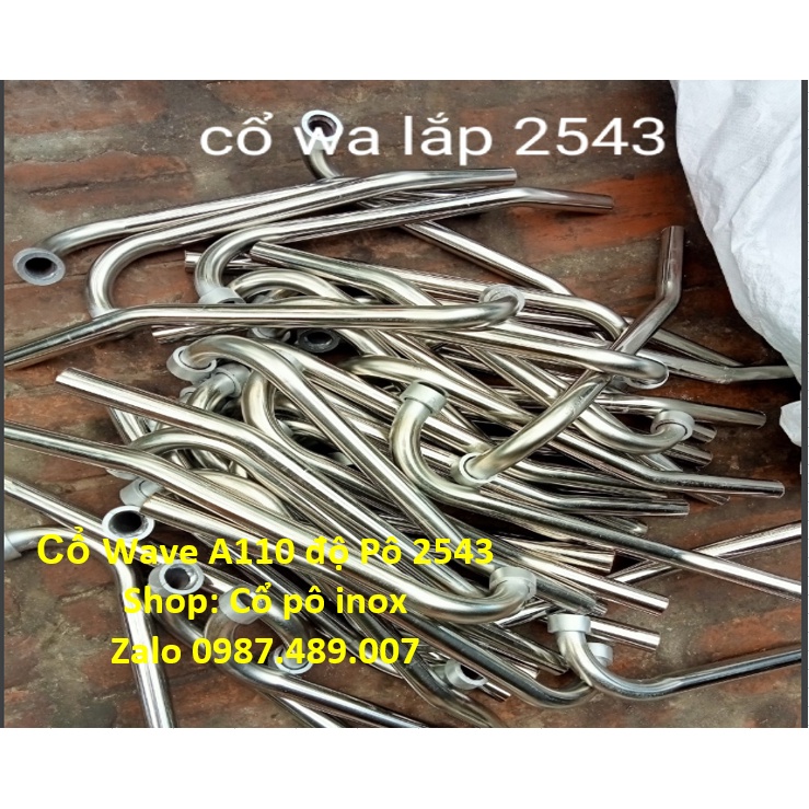 Cổ pô Wave Alpha 110 lắp pô 2543 inox 304, phi 22