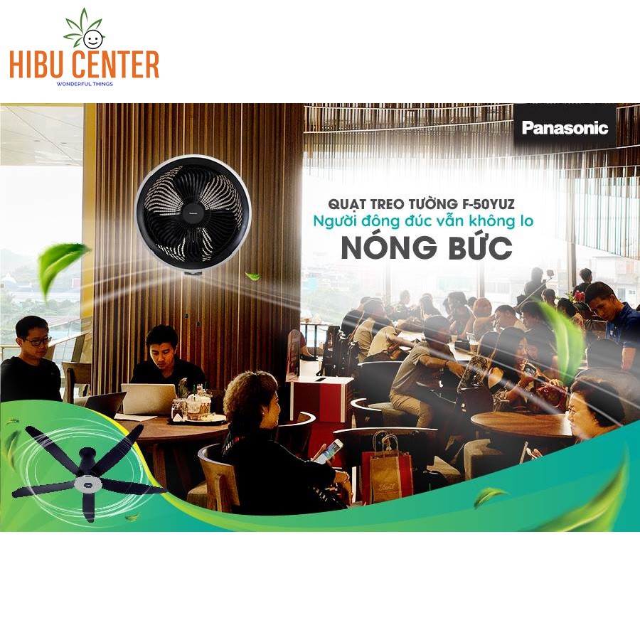 Quạt treo gắn tường 2 dây giật Panasonic F-50YUZ màu đen công suất 53 - 63W. Wall Fan – Hàng Chính Hãng – HIBUCENTER