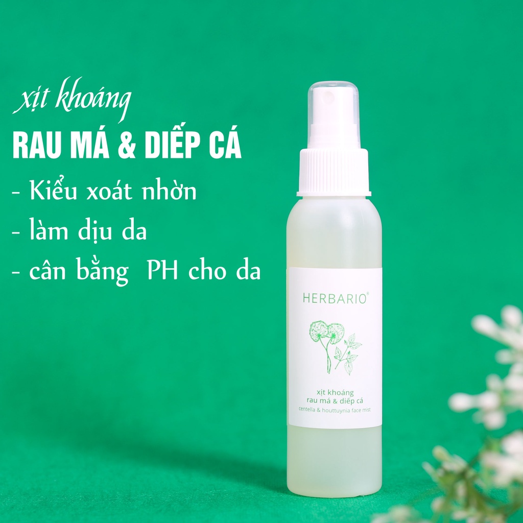 Xịt khoáng Rau Má &amp; Diếp Cá herbario 100ml thuần chay