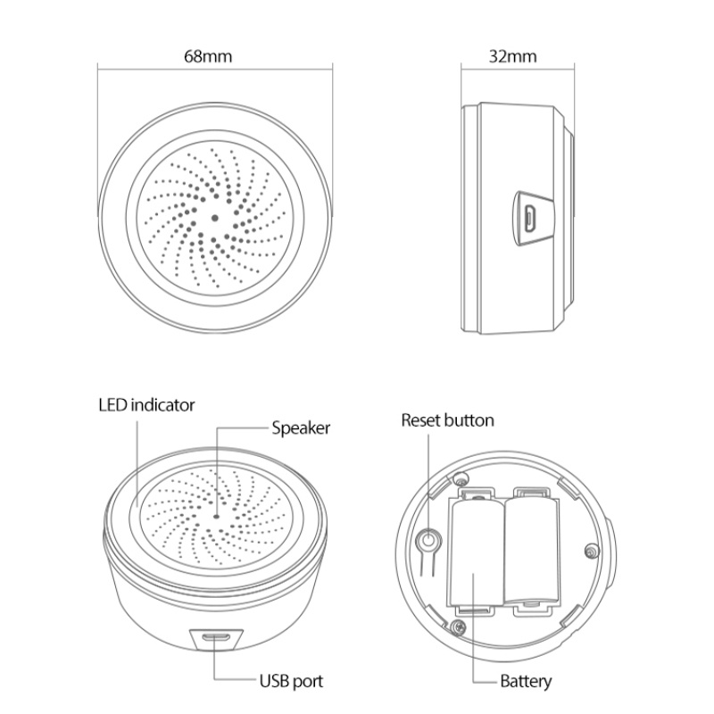 Cảm biến Zigbee thông minh Neo tuya tích hợp còi báo động 3 trong 1 âm thanh 90db