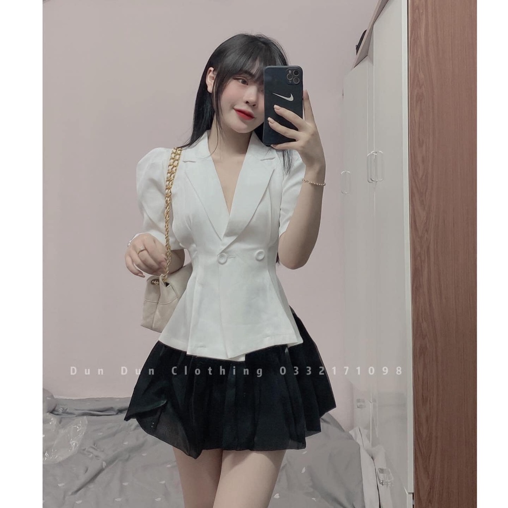 SET ÁO VEST CỘC TAY BỒNG MIX CHÂN VÁY TƠ LÓT QUẦN | BigBuy360 - bigbuy360.vn