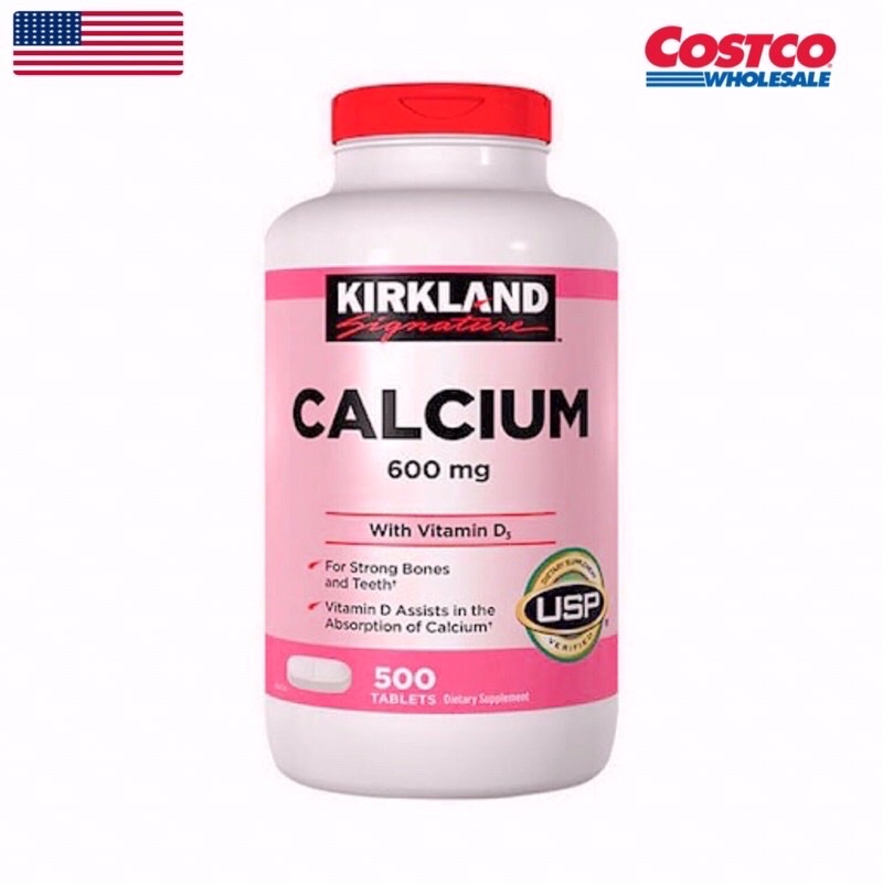 Viên uống bổ sung canxi chắc khoẻ xương khớp Kirkland Calcium 600mg Vitamin D3 500 viên - Canxi Kirkland Mỹ Date Mới