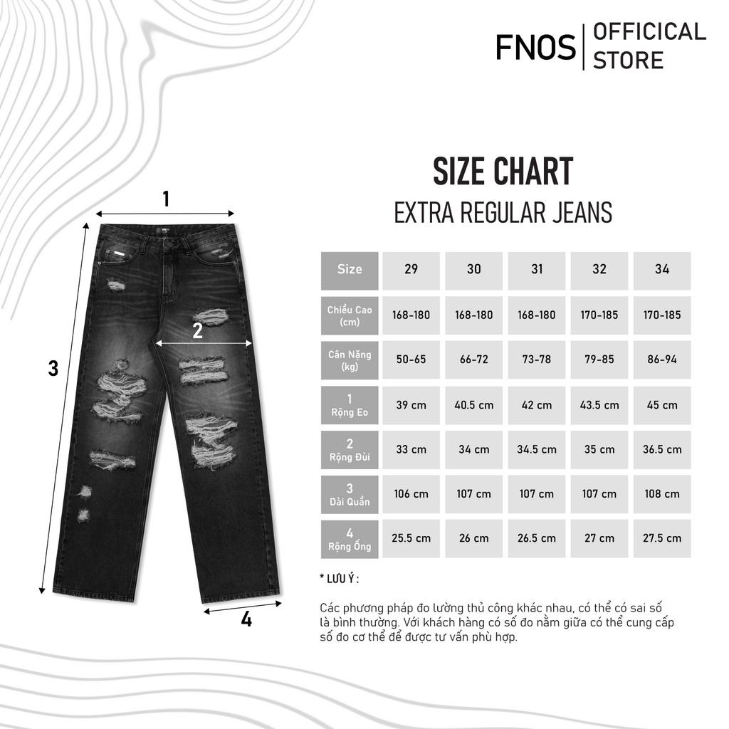 Quần jean nam streetwear cao cấp FNOS ERG6 màu xanh, dáng rộng, chất liệu không co giãn