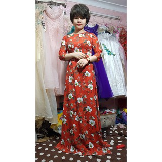Áo dài lụa hoa nhí lẻ sz l, xl