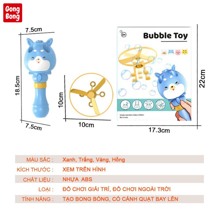 Thổi bong bóng xà phòng kèm chong chóng quay bay lên không trung đồ chơi cho bé Gong Bong store