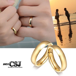 NHẪN INOX MẠ VÀNG CẶP ĐÔI BẢNG MO TRÒN 4LY NC074