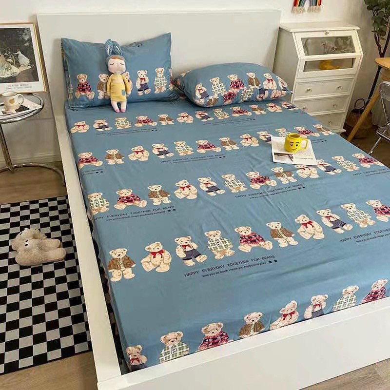 Drap bo chun 2 vỏ gối đầu giương rộng 1m6;1m8 dài 2m dành cho nệm cao 10-15cm họa tiết động vật đáng yêu decor