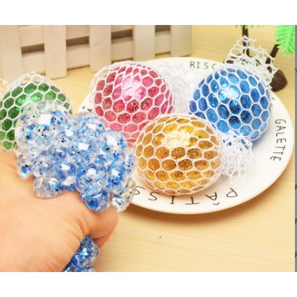 Bóng Lưới Bóp kim tuyến DCB5 Mesh Squishy Ball Xả Stress trứng lưới