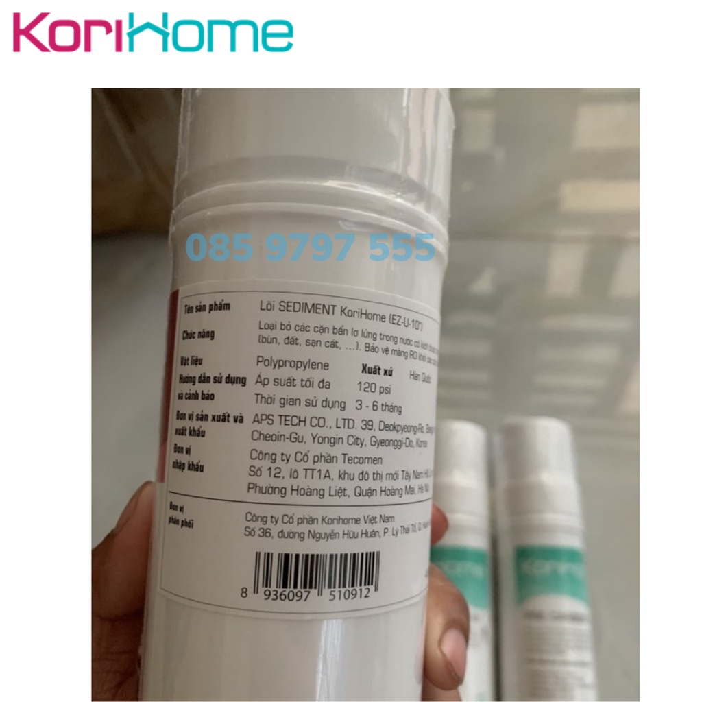Lõi lọc Sidiment Korihome chính hãng - dùng cho máy lọc nước Korihome- Lọc nước 247 max rẻ