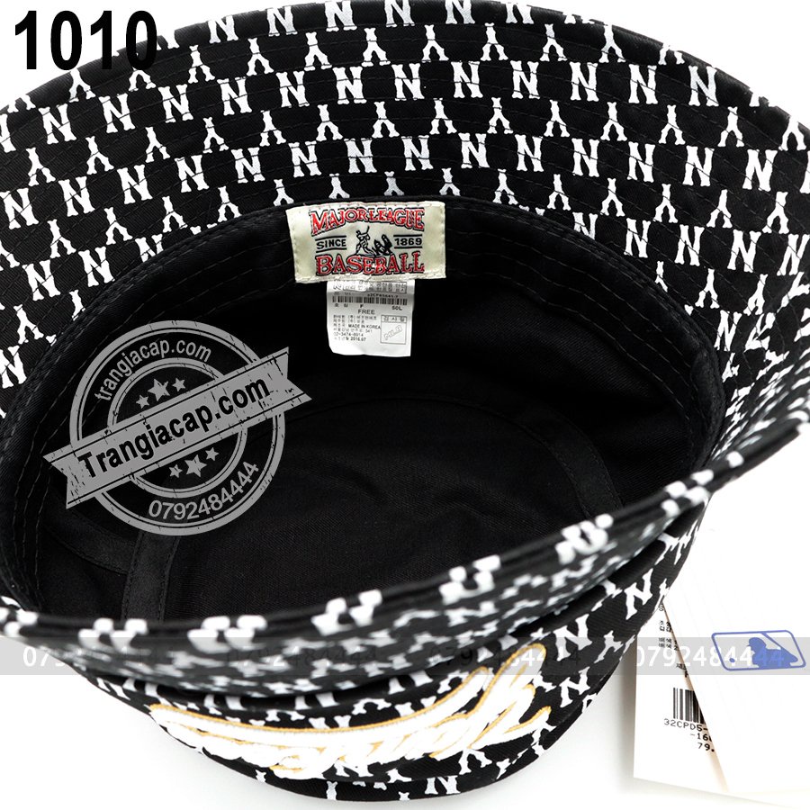 Combo 2 Nón bucket MLB Monogram NY đen
