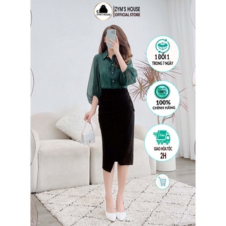 Chân váy công sở ôm body xẻ trước xếp ly ngang ZYM'S HOUSE K966, K967