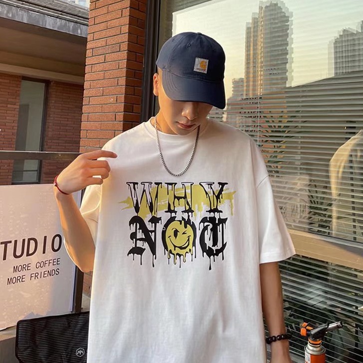 Áo Thun Ngắn Tay Dáng Rộng Phong Cách Hiphop Cá Tính Dễ Phối Đồ Cho Nam