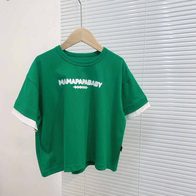 Áo thun chữ Mamapapa 4 màu cho bé trai bé gái phong cách Hàn Quốc 1-9 tuổi B73-21243