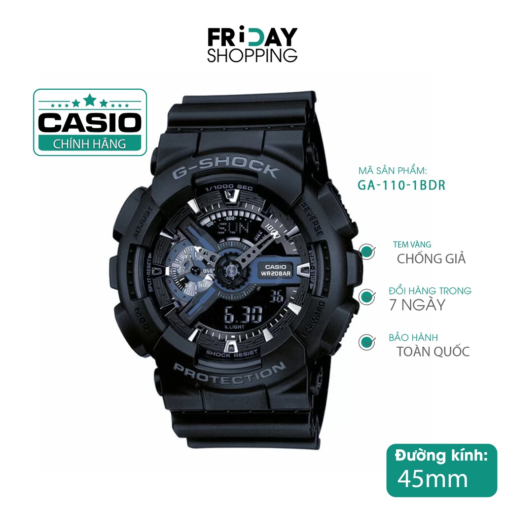 Đồng hồ nam Casio G Shock GA-110-1BDR dây cao su chính hãng Fridayshopping