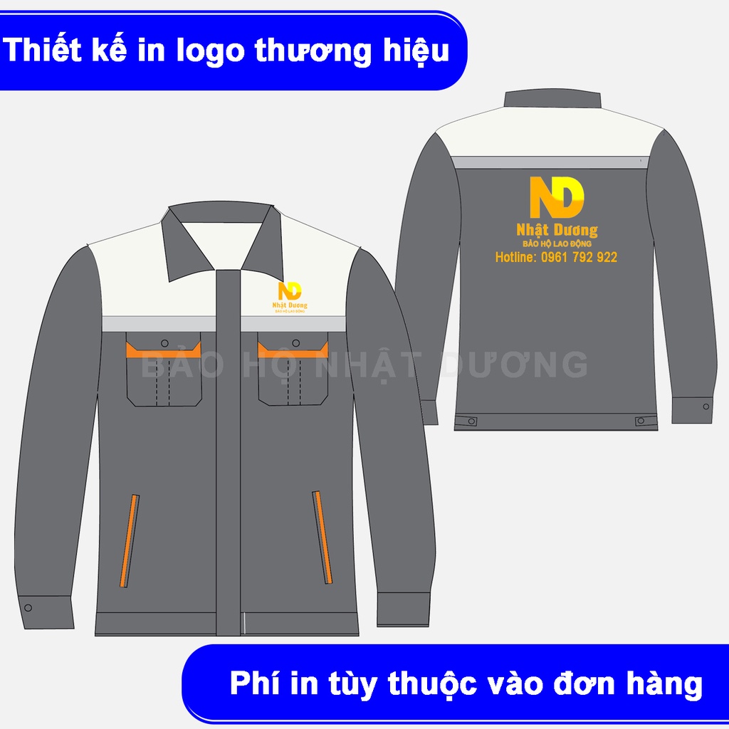 Quần áo bảo hộ lao động nam nữ kaki pangrim mềm mát PR04, Đồ bảo hộ lao động Nhật Dương áo phản quang khóa kéo