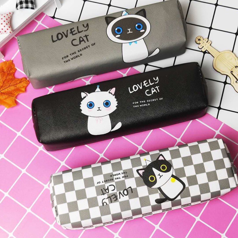 Hộp bút mèo vuông