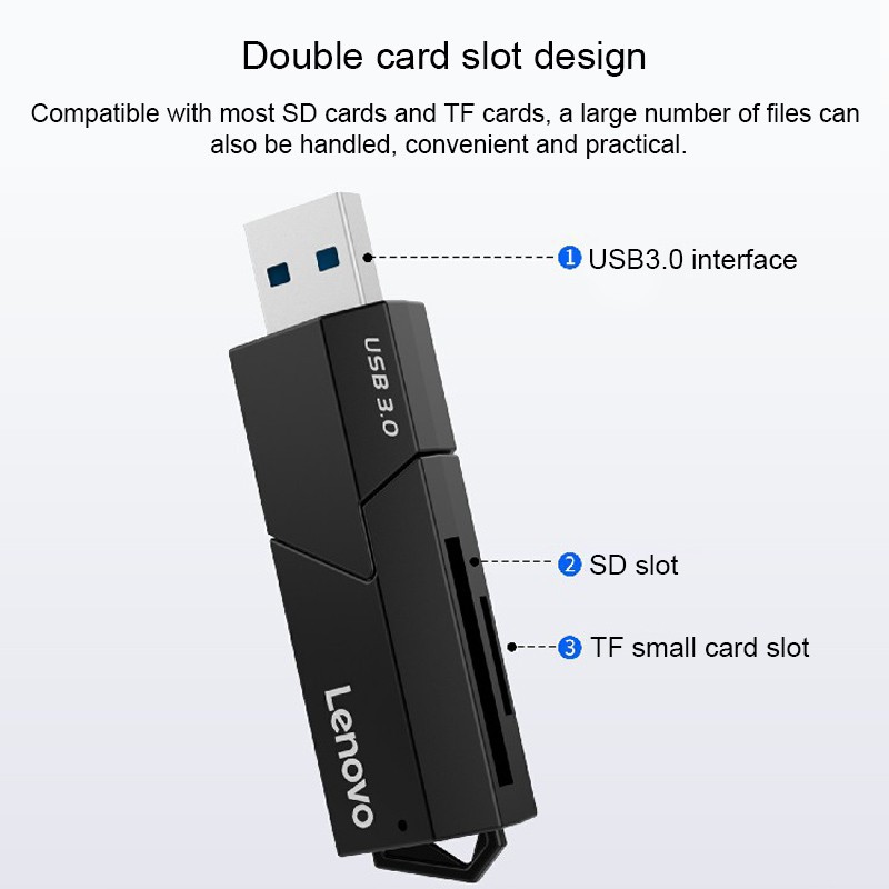 Đầu Đọc Thẻ Nhớ Đa Năng Lenovo D204 USB 3.0 - THIẾT KẾ NHỎ GỌN TIỆN ÍCH