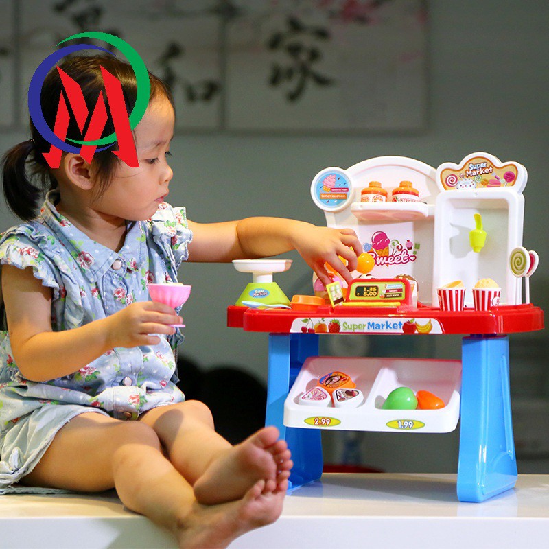 [Mua lẻ giá sỉ] Bộ đồ chơi siêu thị mini 34 món cho bé Super Market