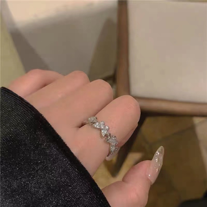 Nhẫn Mở Hình Bướm Đính Đá Zircon Phong Cách Hàn Quốc
