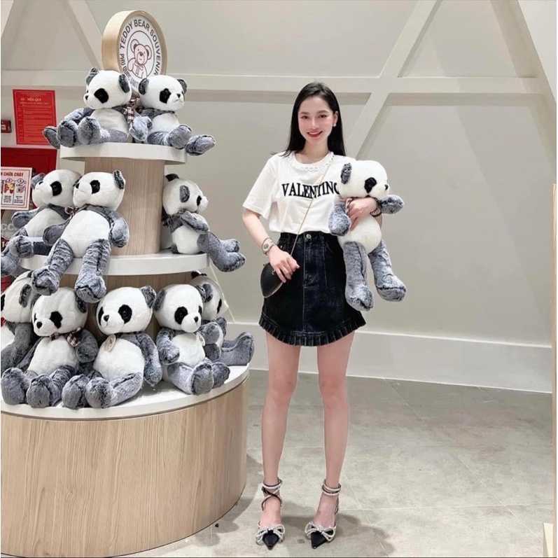 Chân váy jean gấu bèo