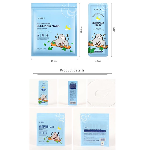 Túi 15 Gói Mặt Nạ Ngủ Hình Chú Gấu Ngủ LAIKOU SLEEPING MASK Trẻ Hóa Dưỡng Ẩm Làm Sáng Da