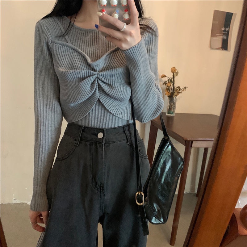 Áo sweater Perty dệt kim giả hai lớp thời trang mùa thu phong cách Hàn Quốc cho nữ