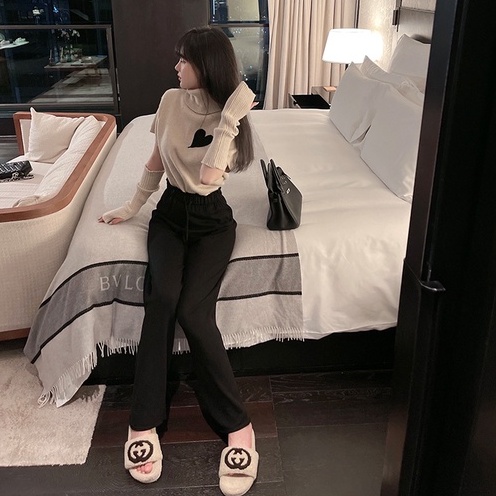 Áo sweater ZHELIHANGFEI dệt kim cổ lọ kiểu tay áo có thể tháo rời được phong cách hoàng gia phương Tây