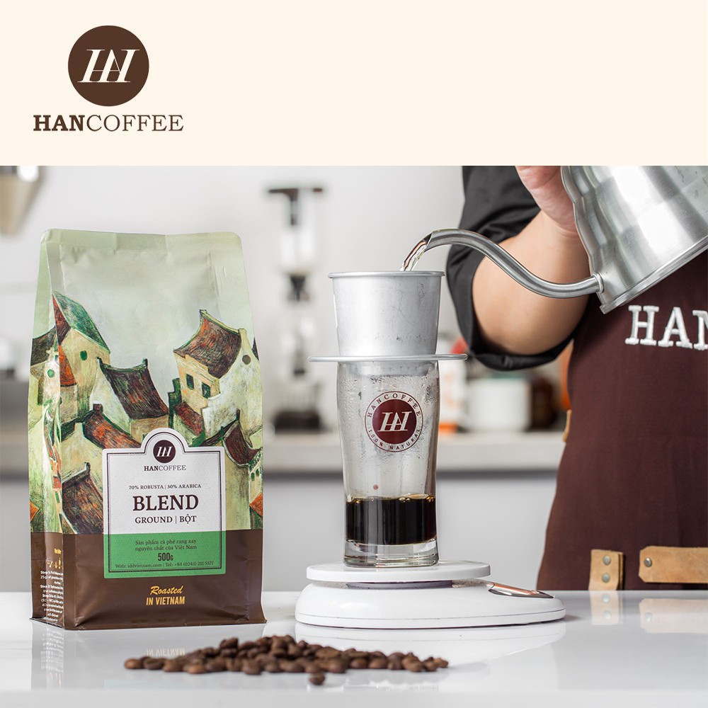 Cà phê HANCOFFEE Blend pha phin nguyên chất dạng bột túi 500 gr