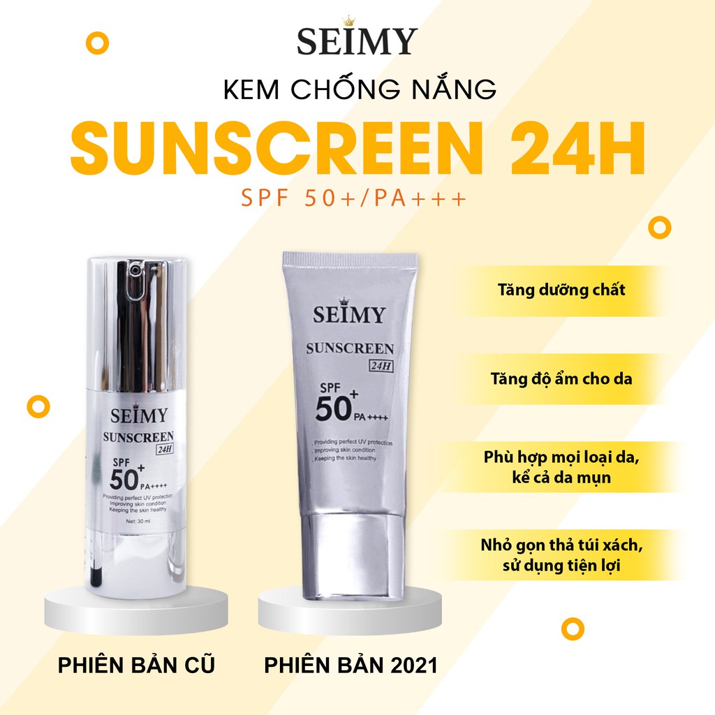 Kem chống nắng dưỡng trắng dưỡng da Seimy - Sunscreen 24h - nâng tông da, mềm mịn, kiềm dầu, giảm mụn | BigBuy360 - bigbuy360.vn