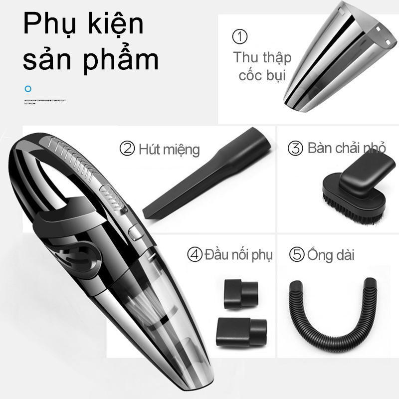 [Bản Nâng Cấp] Máy Hút Bụi Cầm Tay, Hút Bụi Gia Đình Thiết Kế Tay Cầm Nhỏ Gọn Tiện Lợi Lực Hút Mạnh Mẽ Kết Hợp Với 4 Đầu