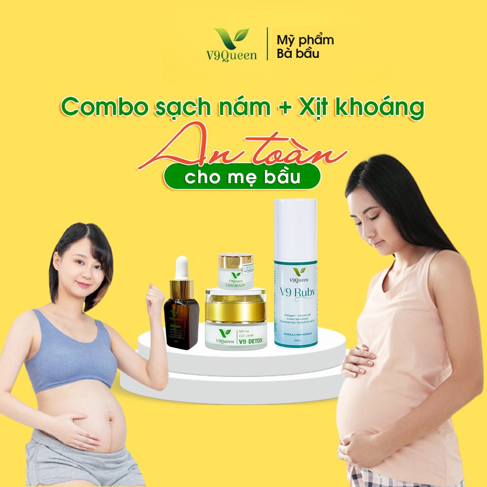  Combo Sạch Nám, Tàn Nhang (Tặng Xịt Khoáng V9 Ruby) - Mỹ Phẩm Bà Bầu V9Queen