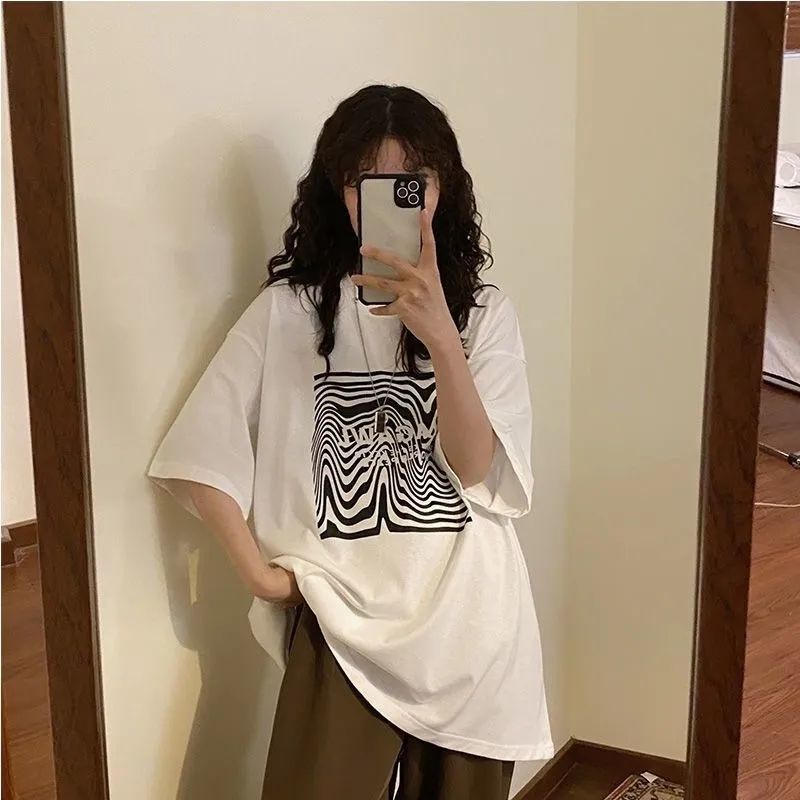 NRVP Áo Thun 100% Cotton Dáng Rộng Thời Trang Hàn Quốc Cho Nữ