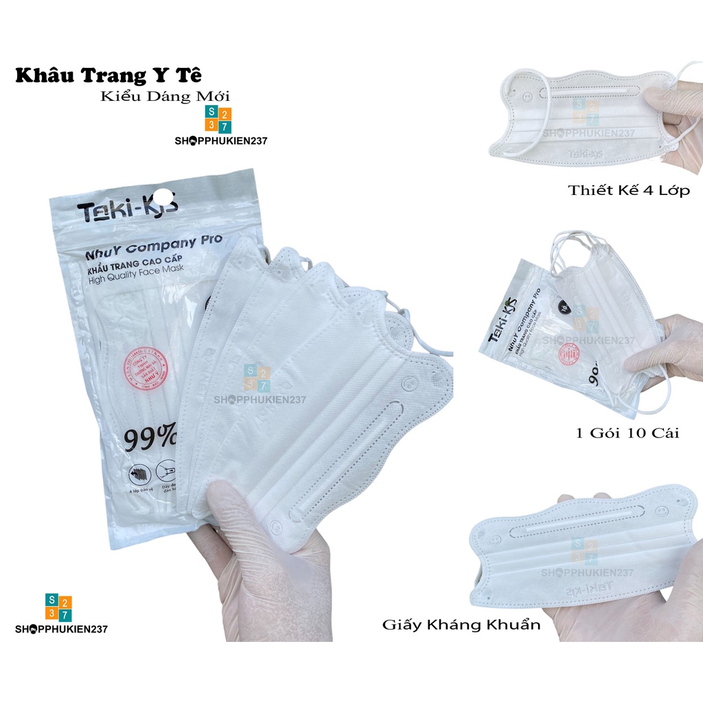 Thùng 300 Cái Khẩu Trang Y Tế KF94 Taki Kiểu Dáng Hình Cua Hàng 4 Lớp Giấy Kháng Khuẩn