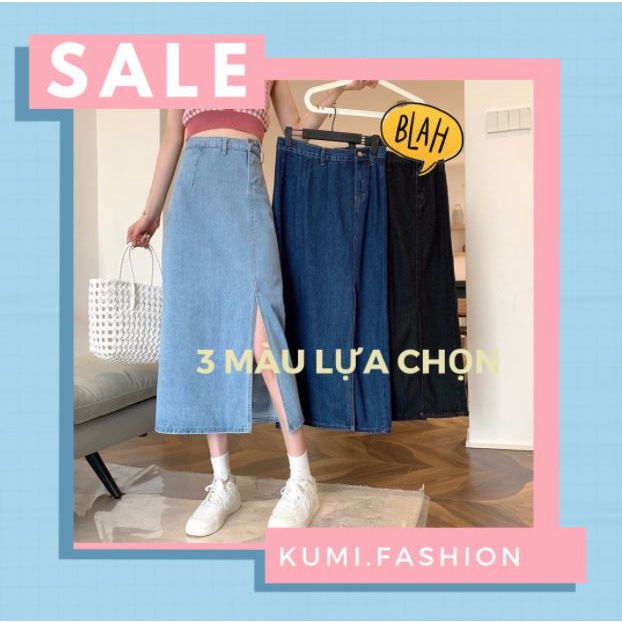 ❤️ FREESHIP❤️ Chân Váy dài Denim Lưng Cao xẻ tà Ôm Dáng Phong Cách Hàn Quốc