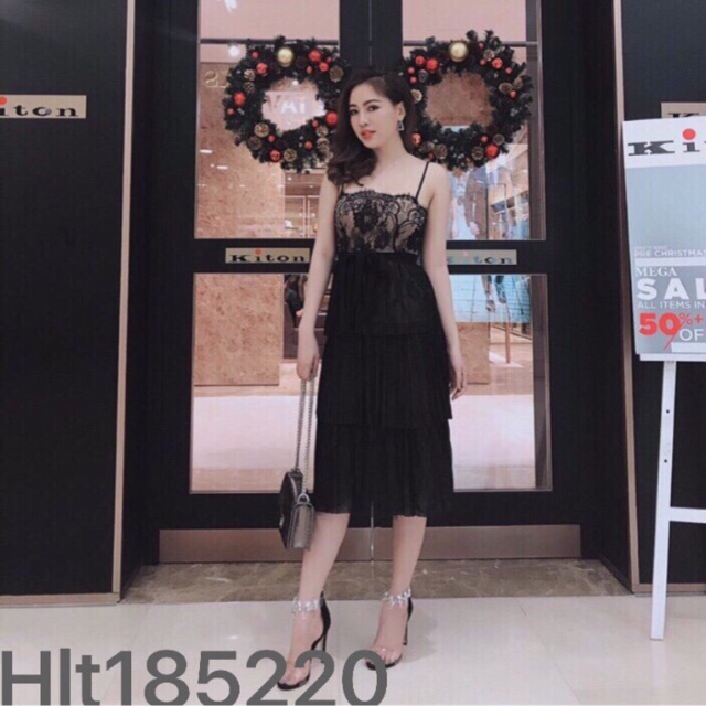 Hêt .Đầm xoè 2 dây voan phối ren