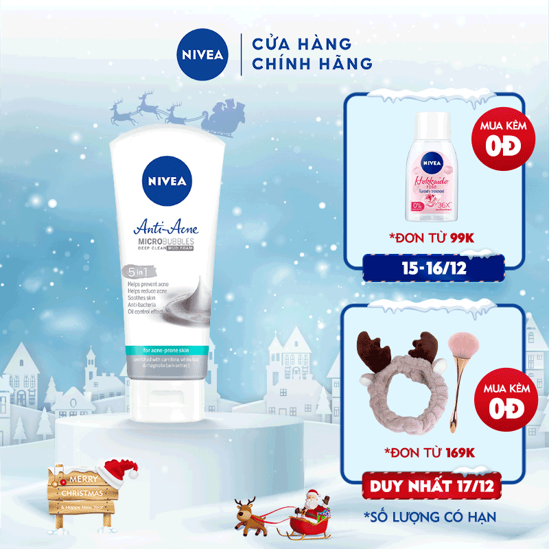 Sữa rửa mặt NIVEA Anti-Acne khoáng chất giúp ngừa mụn (100g) - 82327