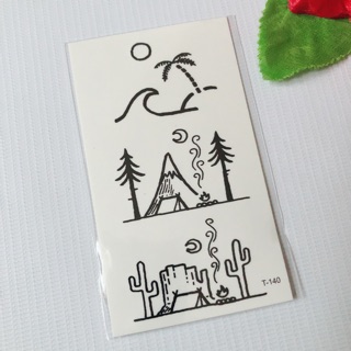 Hình xăm dán cây thông trắng đen 10x6cm- tặng 10x6cm khi mua từ 5 tấm