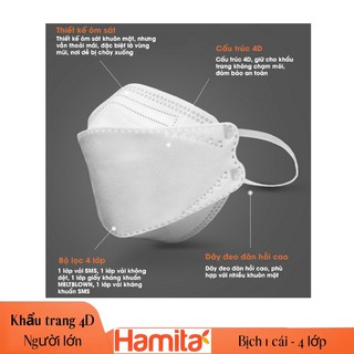 Khẩu Trang 4D Hàn Quốc Hamita (4 lớp kháng khuẩn)