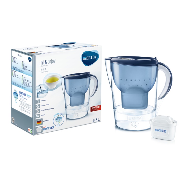 Bình lọc nước Brita Marella 3,5L kèm 4 lõi lọc nắp xanh, hàng chính hãng