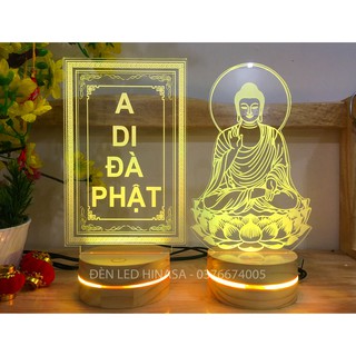 Đèn Phật Thích Ca và chữ A DI ĐÀ PHẬT Cao 23.5cm