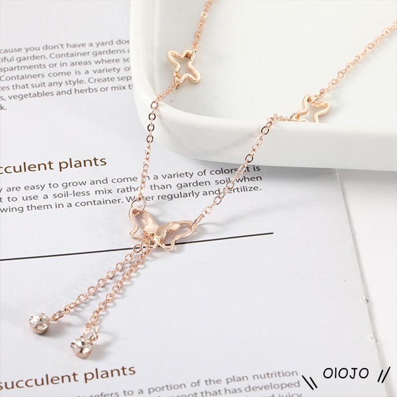 Lắc Chân Mặt Hình Bướm Đính Đá Phong Cách Hàn Quốc Thanh Lịch Cho Nữ