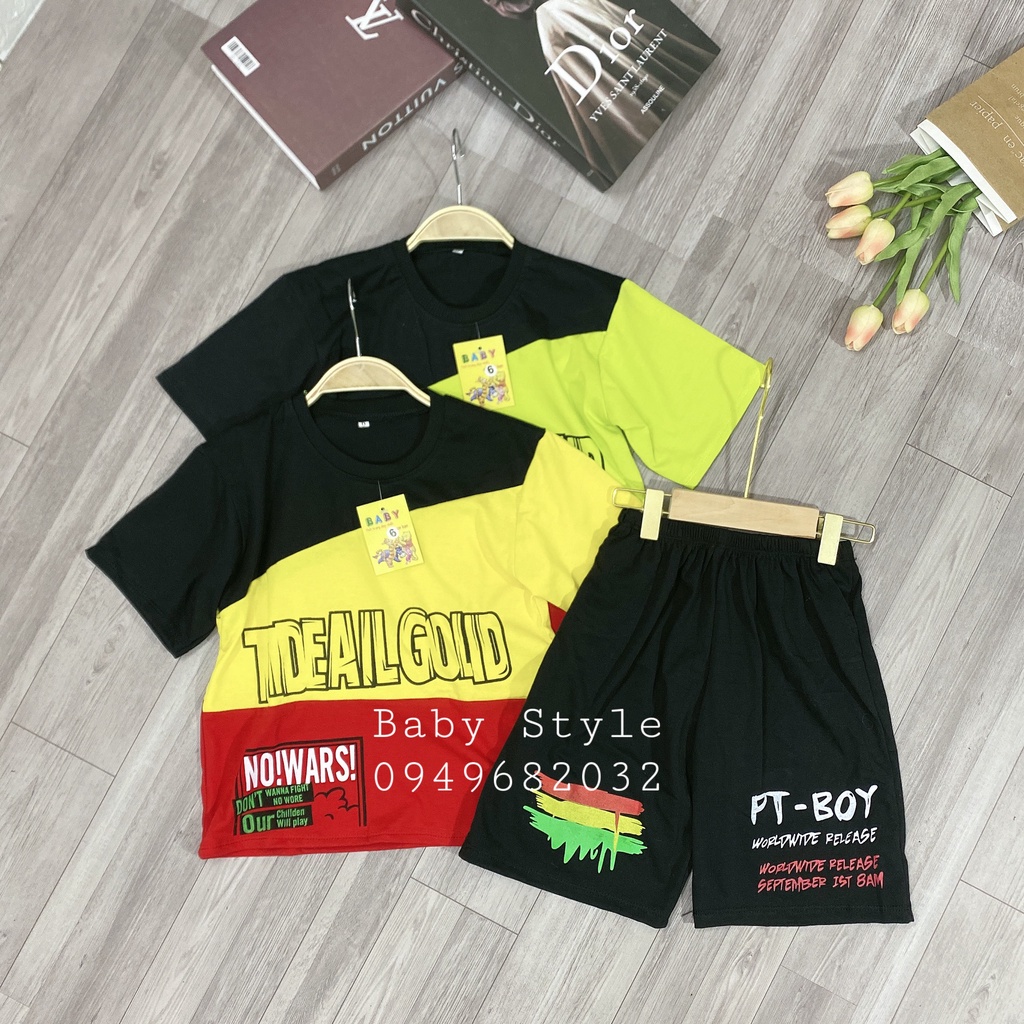 Set đồ bộ quần áo &quot;TIDE WALL&quot; 14-52kg cho bé trai 4-14 tuổi. Thấm hút mồ hôi. Co giãn tốt. B11