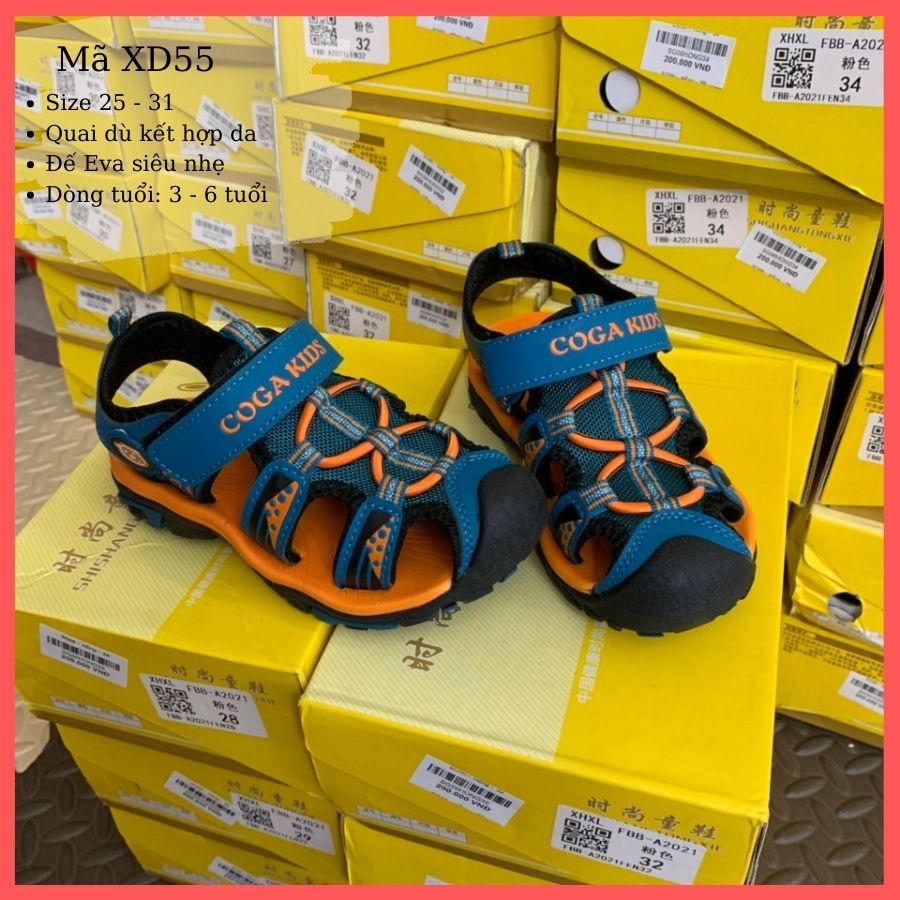 Sandal bít mũi Coga Kids XD55 cho bé trai, trẻ em nam 3 - 6 tuổi siêu nhẹ, đàn hồi, chống trơn trượt quai hậu thời trang