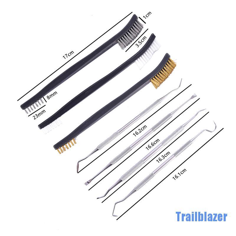 Set 7 / 3 Cọ Nylon + 4 Dụng Cụ Vệ Sinh Chất Liệu Thép Không Gỉ