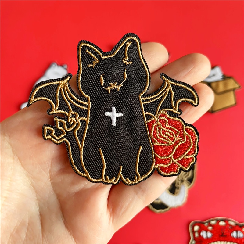 ♚ Miếng Dán Ủi Lên Quần Áo Hình Mèo Vui Nhộn ♚ 1 Miếng Vá DIY Kuso Trên Miếng Vá Sắt Trên Huy Hiệu