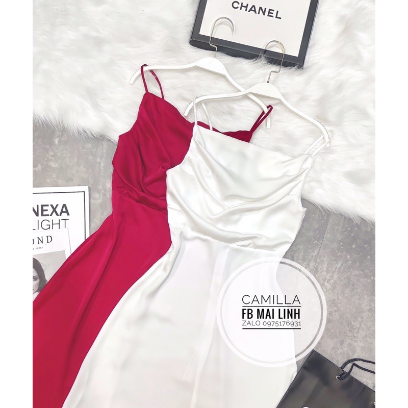 ⚡LỤA MỀM⚡️ Váy 2 dây cổ đổ hot trend hai màu 💖 [CO DO]💖[DAM HAI DAY]💖[FREESHIP] | BigBuy360 - bigbuy360.vn